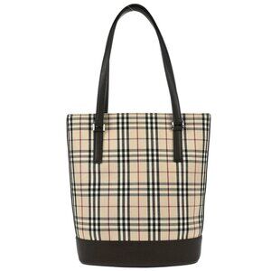Burberry Beige Canvas Burberry Check Tote Handbag 177265